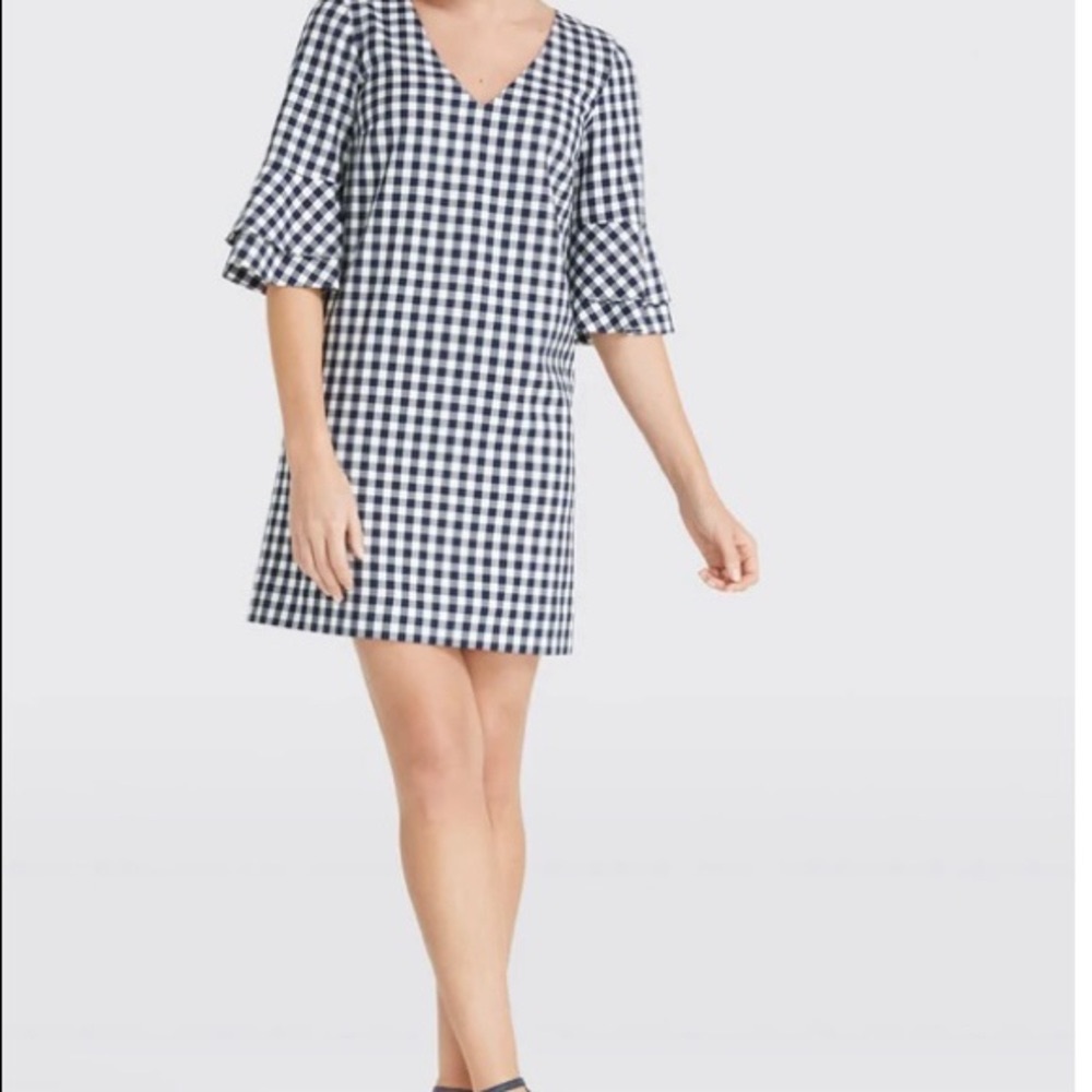Draper James navy and white check dress, NWT. Size 12.